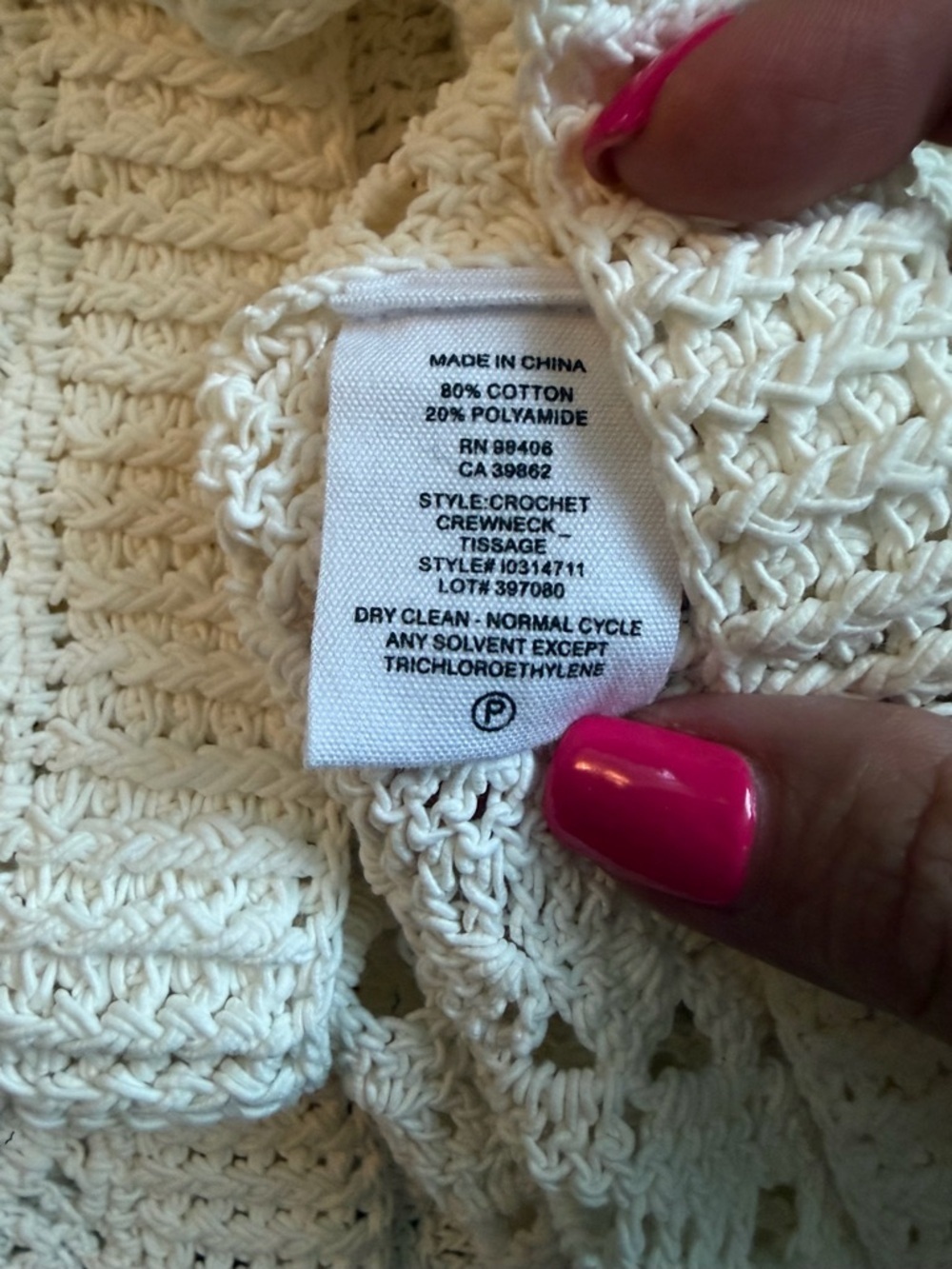 Theory Tissage Crochet Sweater Ivory Open Knit Long Sleeve Top Size Medium - Picture 5 of 7
